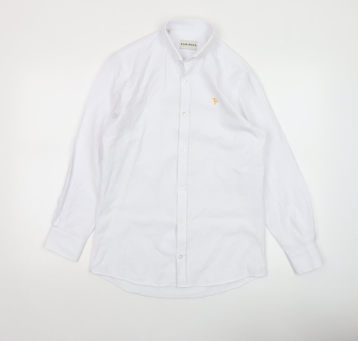 Tom Penn Men's White Small Cotton Blend Long Sleeve Dress Shirt