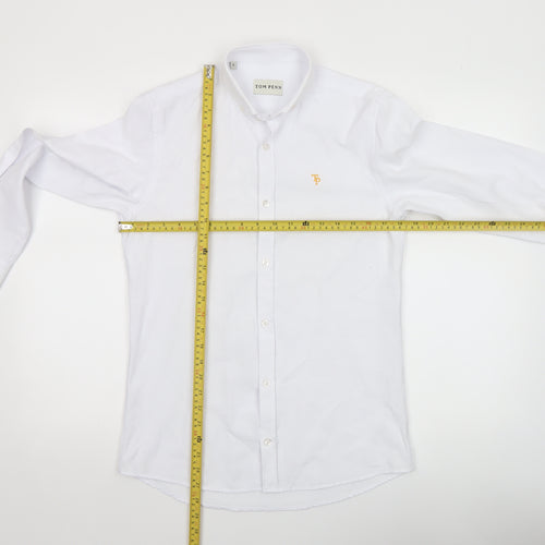 Tom Penn Men's White Small Cotton Blend Long Sleeve Dress Shirt
