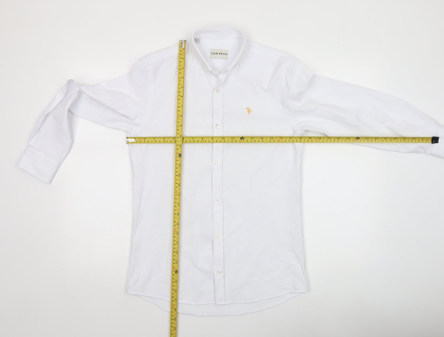 Tom Penn Men's White Small Cotton Blend Long Sleeve Dress Shirt
