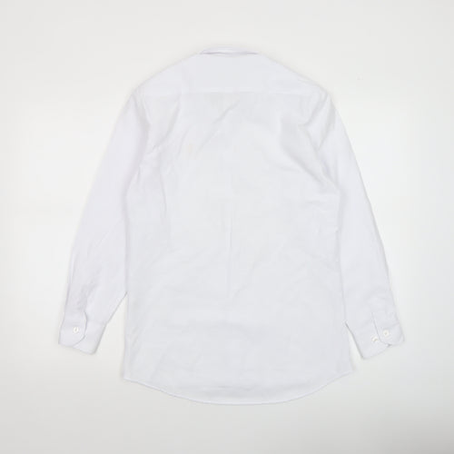 Tom Penn Men's White Small Cotton Blend Long Sleeve Dress Shirt