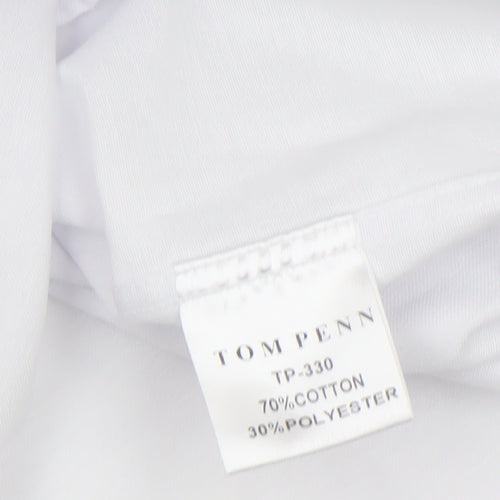 Tom Penn Men's White Small Cotton Blend Long Sleeve Dress Shirt