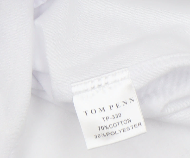 Tom Penn Men's White Small Cotton Blend Long Sleeve Dress Shirt