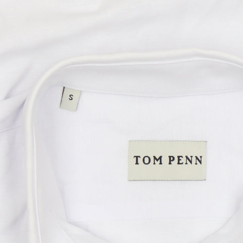 Tom Penn Men's White Small Cotton Blend Long Sleeve Dress Shirt