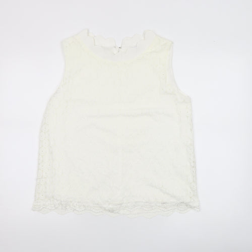 Marc Angelo Women’s Ivory Lace Sleeveless Blouse Size 16