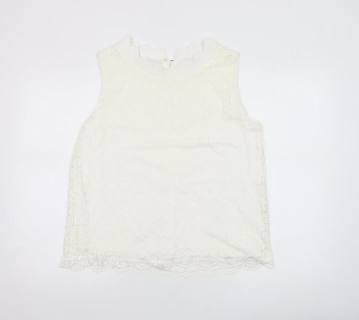 Marc Angelo Women’s Ivory Lace Sleeveless Blouse Size 16
