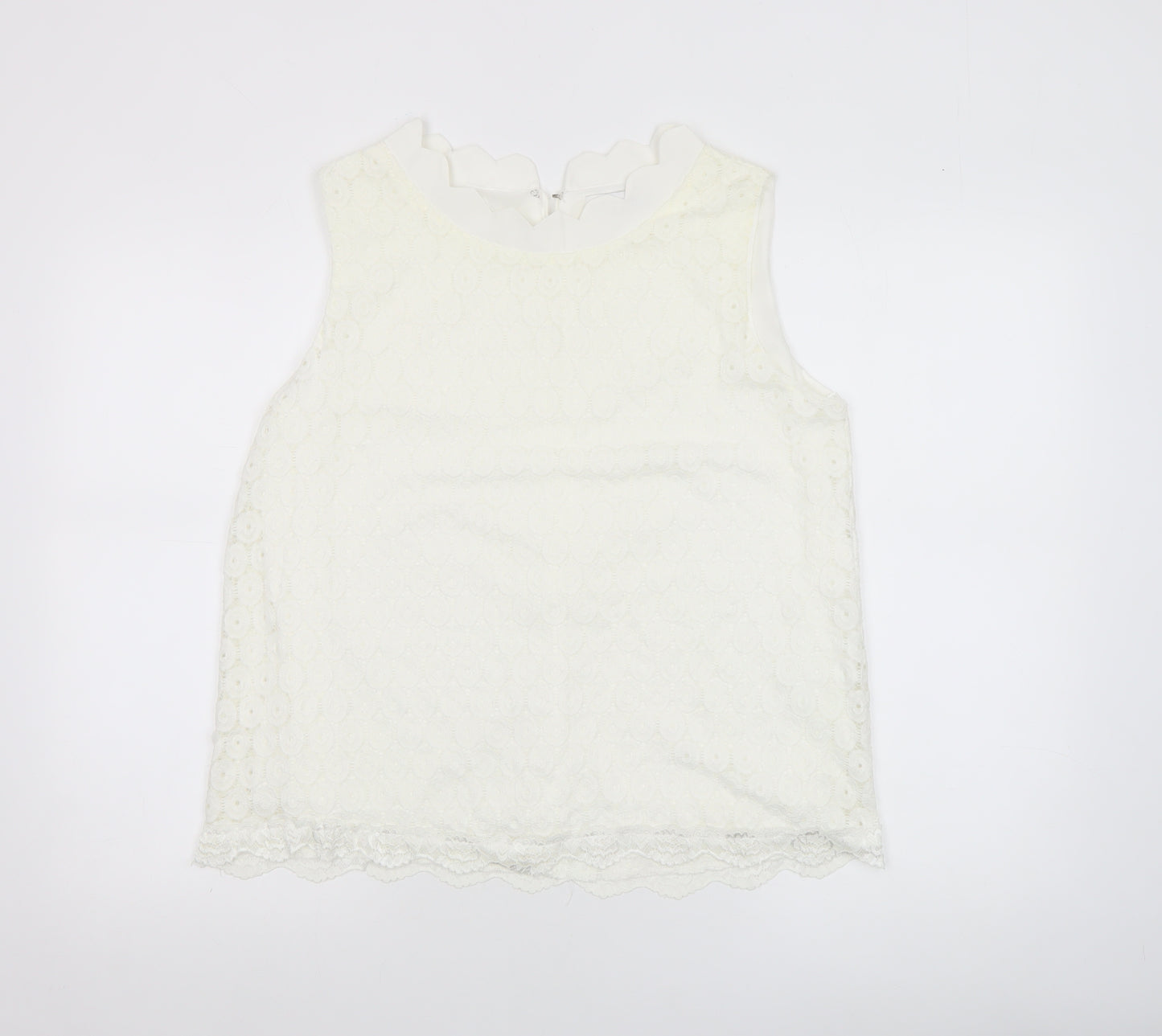 Marc Angelo Women’s Ivory Lace Sleeveless Blouse Size 16
