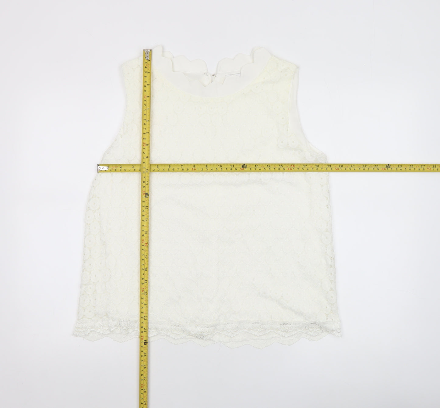 Marc Angelo Women’s Ivory Lace Sleeveless Blouse Size 16
