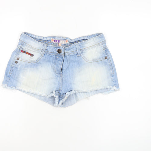 YRS Womens Blue Size 10 Cut-Off Denim Shorts Boho Fringe Casual