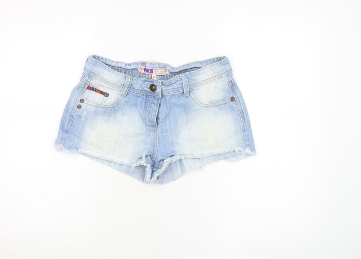 YRS Womens Blue Size 10 Cut-Off Denim Shorts Boho Fringe Casual