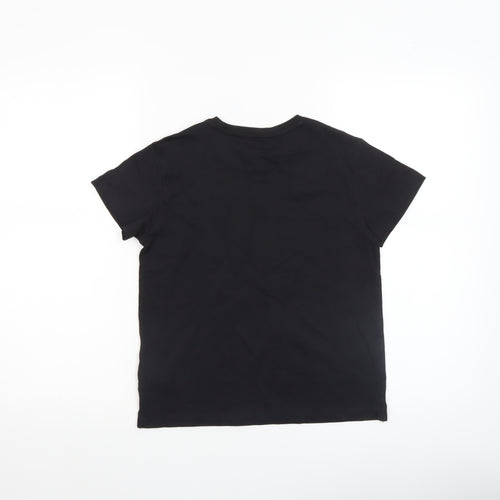 Puma Girls Black Camouflage Logo T-Shirt 9-10 Years Short Sleeve Cotton