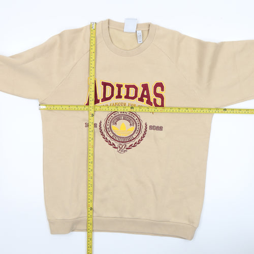 Adidas Men's Beige Logo Pullover Sweatshirt Size S
