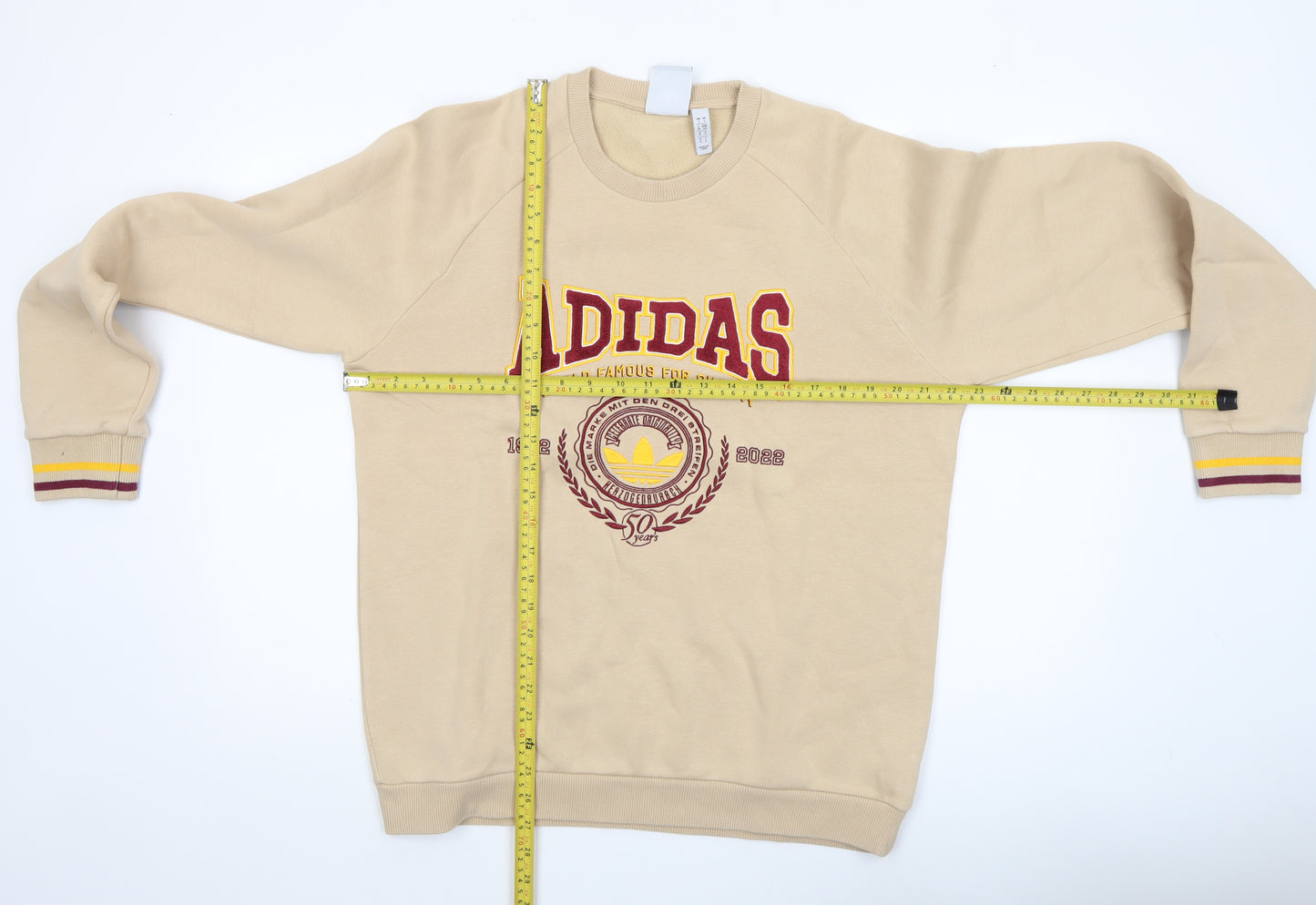 Adidas Men's Beige Logo Pullover Sweatshirt Size S