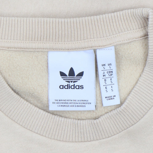 Adidas Men's Beige Logo Pullover Sweatshirt Size S