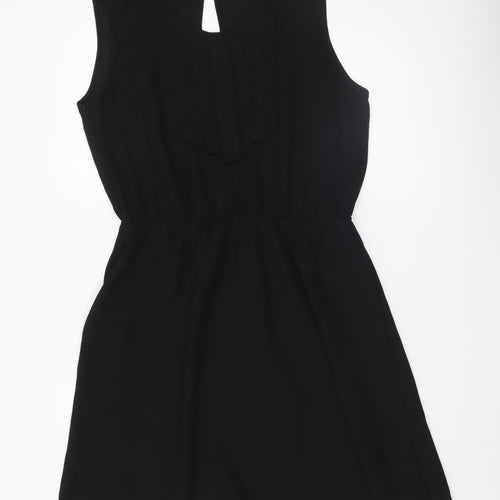 Nümph Women’s Black Sleeveless Shift Dress Size 14 Lightweight Pleated