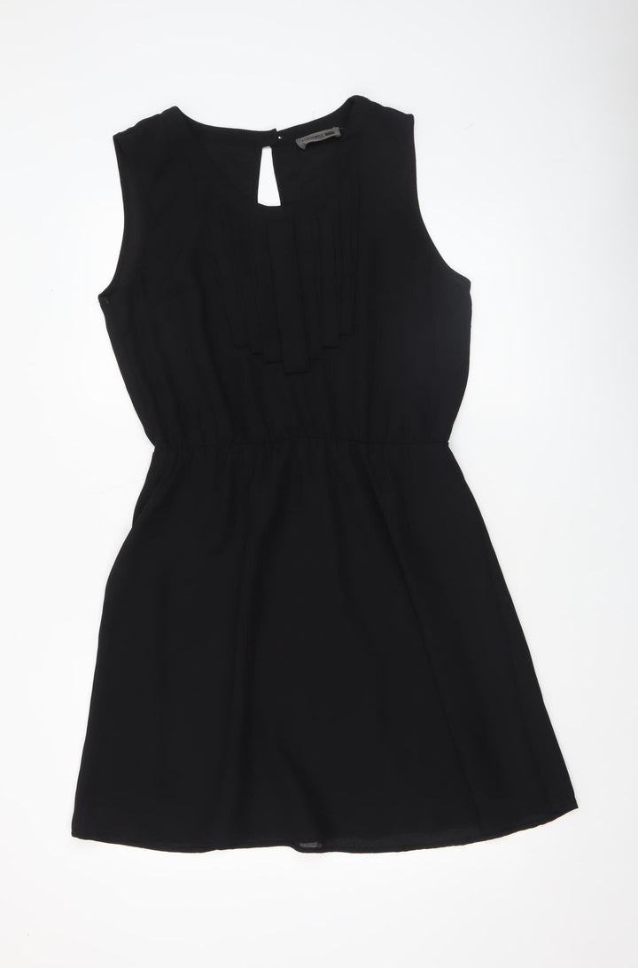 Nümph Women’s Black Sleeveless Shift Dress Size 14 Lightweight Pleated