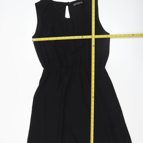 Nümph Women’s Black Sleeveless Shift Dress Size 14 Lightweight Pleated
