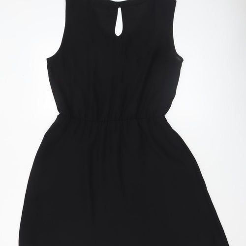 Nümph Women’s Black Sleeveless Shift Dress Size 14 Lightweight Pleated
