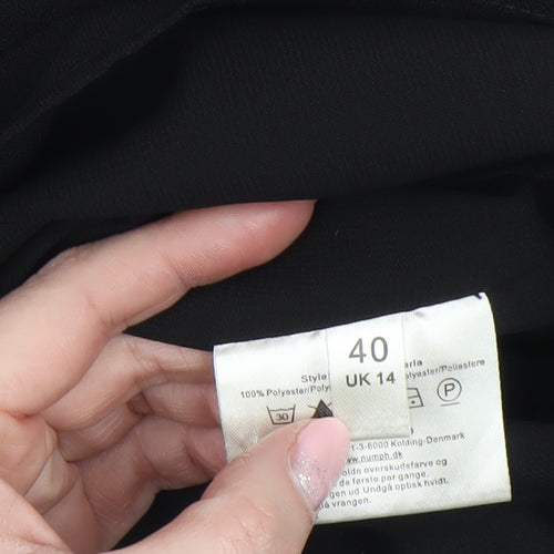 Nümph Women’s Black Sleeveless Shift Dress Size 14 Lightweight Pleated