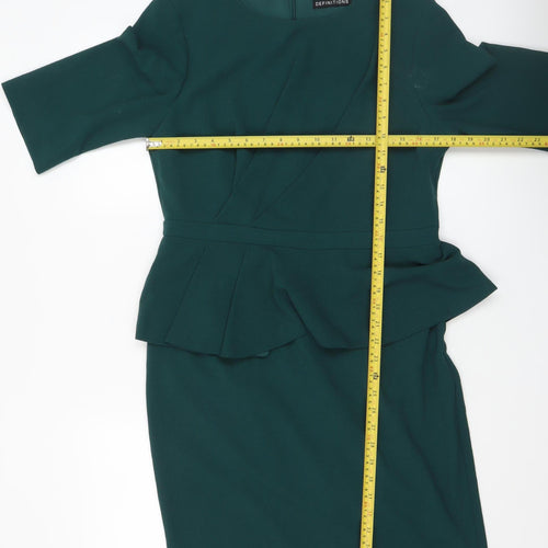 Definitions Women’s Green Peplum Knee Length Work Dress UK 14