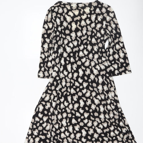 Marks and Spencer Women’s Black Animal Print Wrap Dress Size 12 Petite