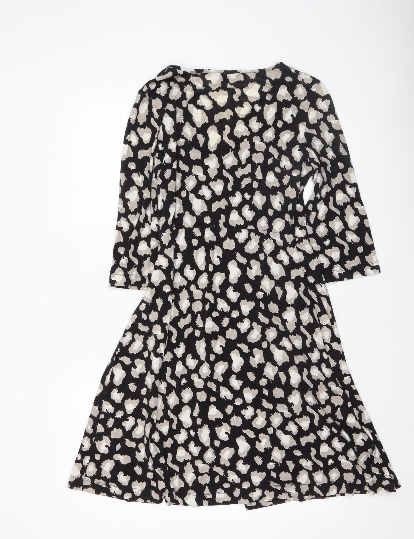 Marks and Spencer Women’s Black Animal Print Wrap Dress Size 12 Petite