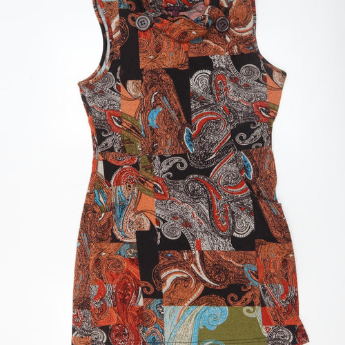 Mandi Women’s Multicoloured Paisley Cowl Neck Sleeveless Shift Dress Size 12