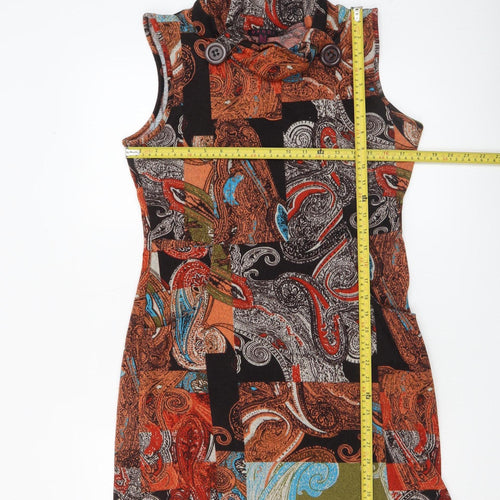 Mandi Women’s Multicoloured Paisley Cowl Neck Sleeveless Shift Dress Size 12