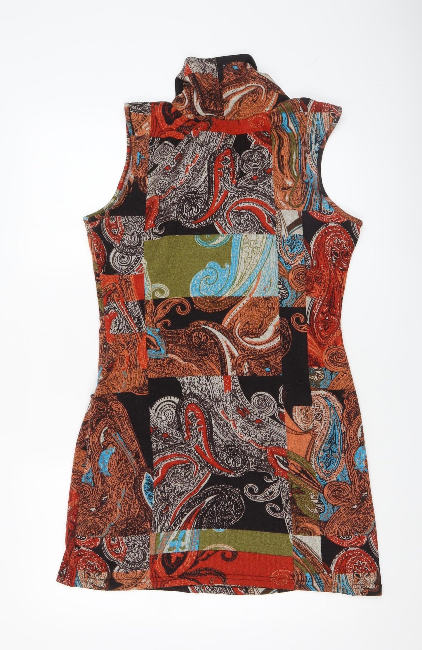 Mandi Women’s Multicoloured Paisley Cowl Neck Sleeveless Shift Dress Size 12