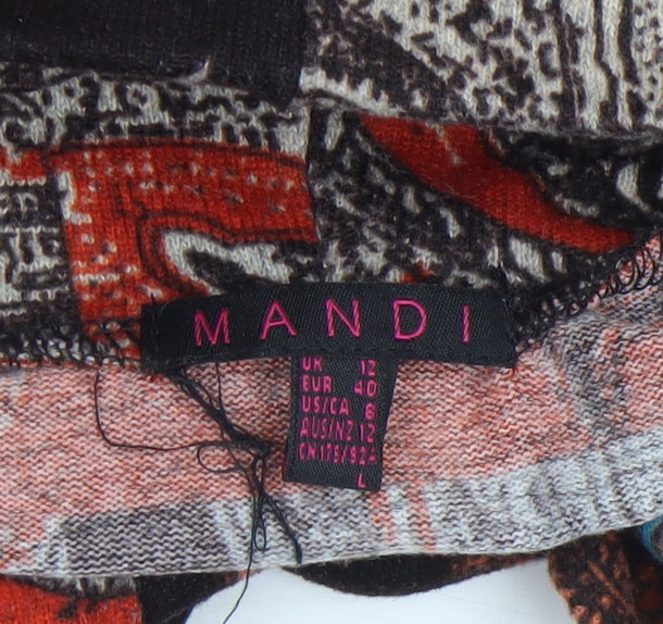 Mandi Women’s Multicoloured Paisley Cowl Neck Sleeveless Shift Dress Size 12