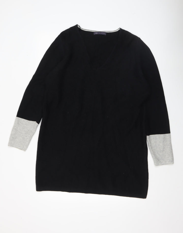 Marks and Spencer Women’s Black V-Neck Tunic Jumper Size 16