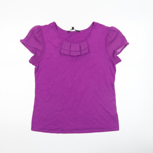 Dunnes Women’s Purple Short Sleeve Ruffle Blouse Size 14
