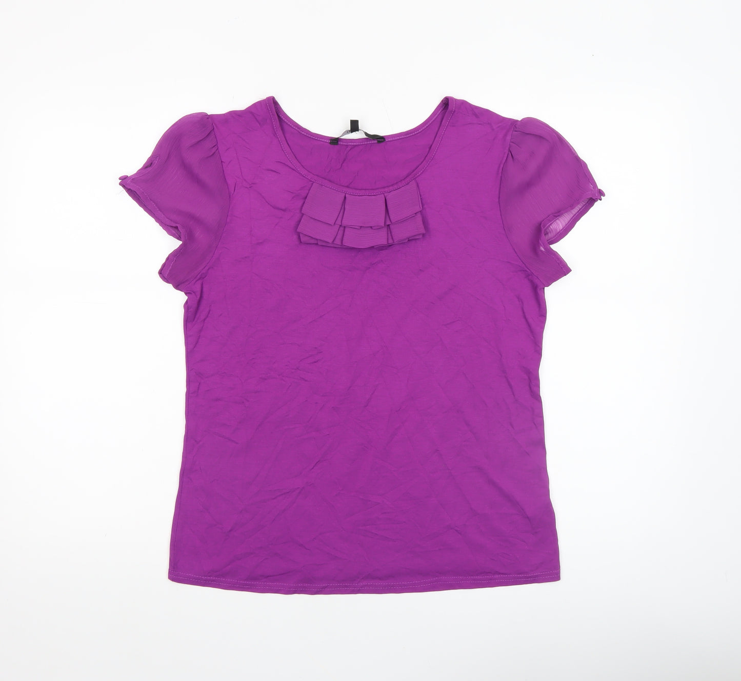 Dunnes Women’s Purple Short Sleeve Ruffle Blouse Size 14