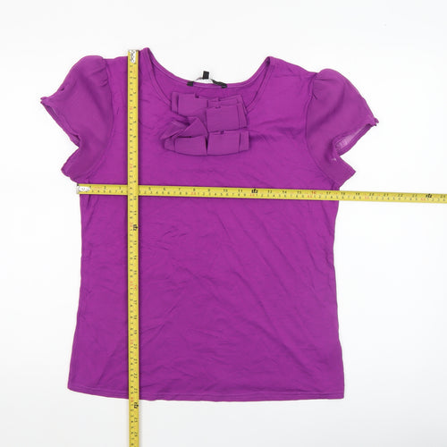 Dunnes Women’s Purple Short Sleeve Ruffle Blouse Size 14