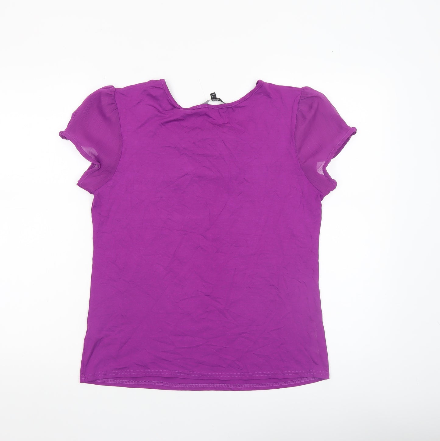 Dunnes Women’s Purple Short Sleeve Ruffle Blouse Size 14