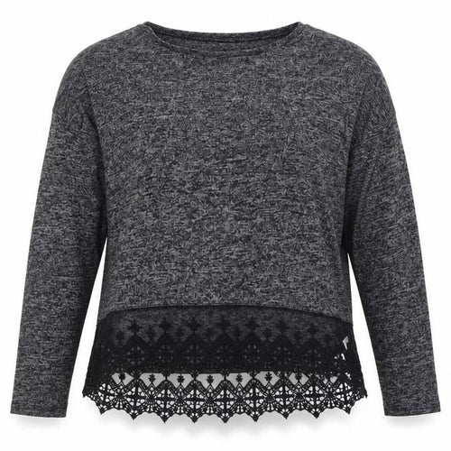 New Look Women’s Grey Lace Hem Tunic Knit Top Size 10