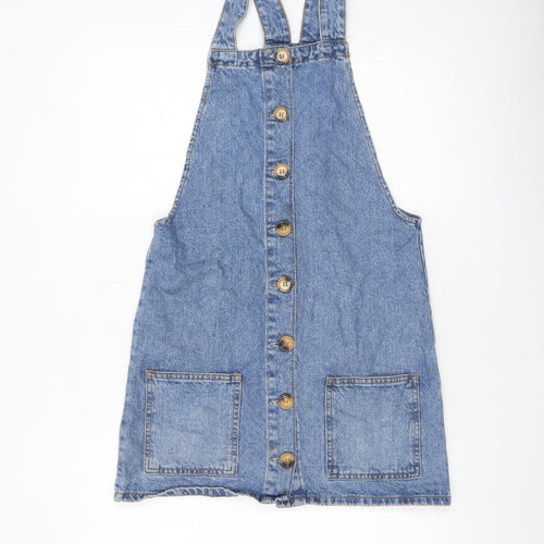 Denim Co Women's Blue Denim Pinafore Dress UK 6 Sleeveless Button Front