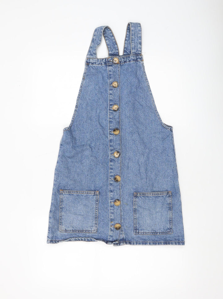 Denim Co Women's Blue Denim Pinafore Dress UK 6 Sleeveless Button Front