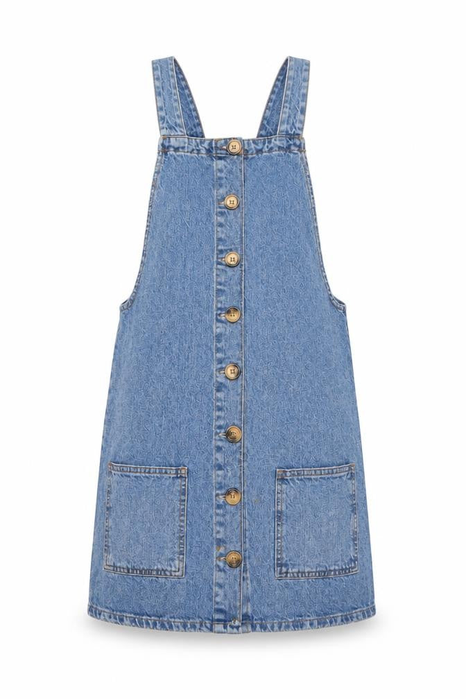 Denim Co Women's Blue Denim Pinafore Dress UK 6 Sleeveless Button Front