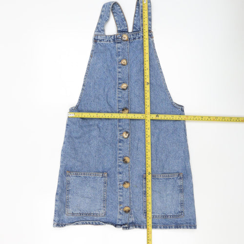 Denim Co Women's Blue Denim Pinafore Dress UK 6 Sleeveless Button Front