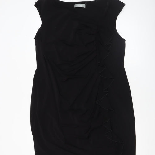 Wallis Women Black Size 18 Sleeveless Bodycon Knee Length Dress