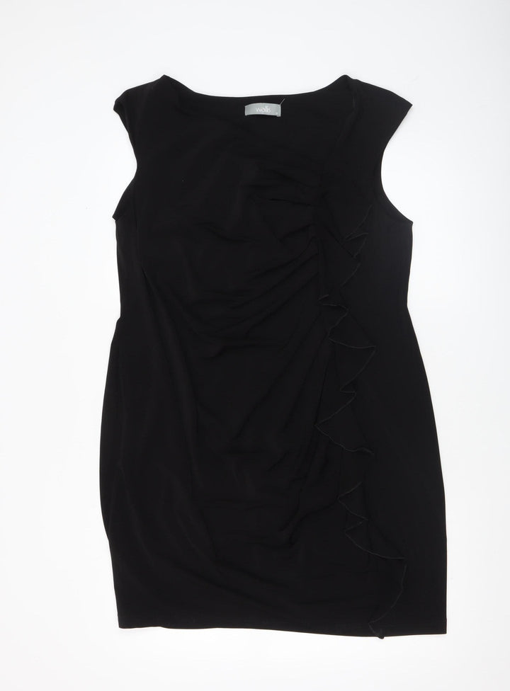 Wallis Women Black Size 18 Sleeveless Bodycon Knee Length Dress