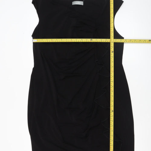 Wallis Women Black Size 18 Sleeveless Bodycon Knee Length Dress