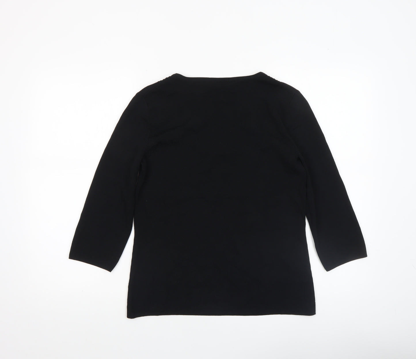 Cable & Gauge Women's Black V-Neck 3/4 Sleeve Pullover Jumper M