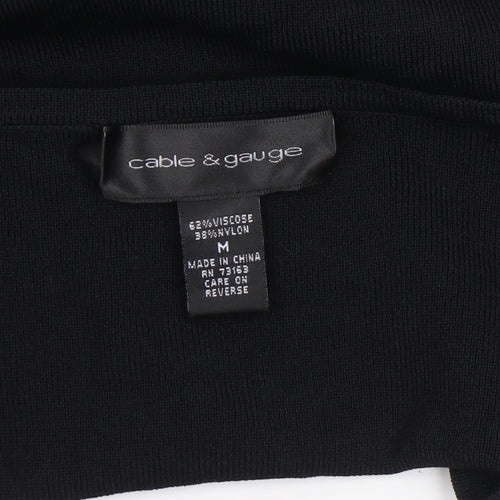 Cable & Gauge Women's Black V-Neck 3/4 Sleeve Pullover Jumper M