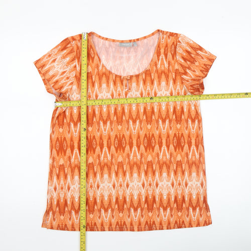 Fransa Women's Orange Geometric T-Shirt Small Short Sleeve Cotton