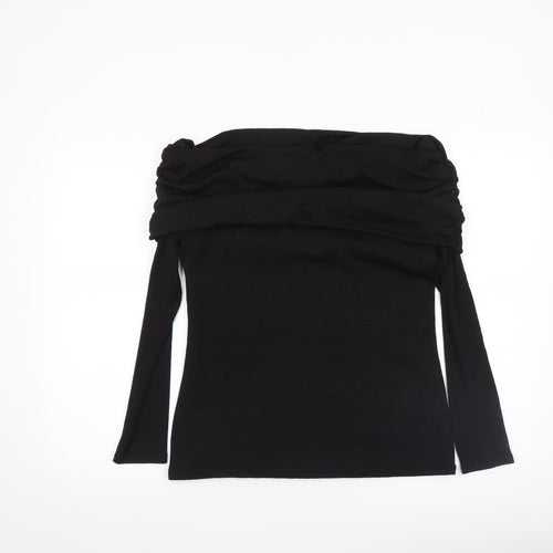 River Island Womens Black Off Shoulder Long Sleeve Blouse Size 14
