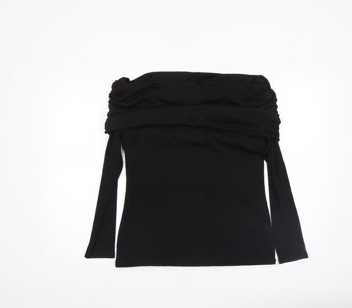 River Island Womens Black Off Shoulder Long Sleeve Blouse Size 14