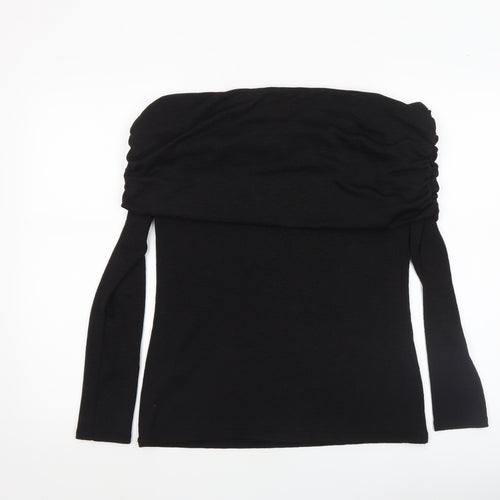 River Island Womens Black Off Shoulder Long Sleeve Blouse Size 14