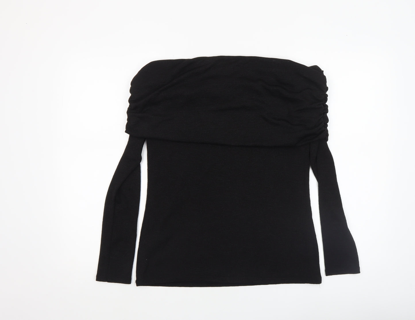 River Island Womens Black Off Shoulder Long Sleeve Blouse Size 14