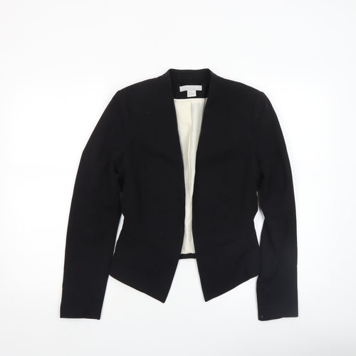 H&M Women Black Blazer Jacket UK 6 - Lined Tailored Stretch Fit